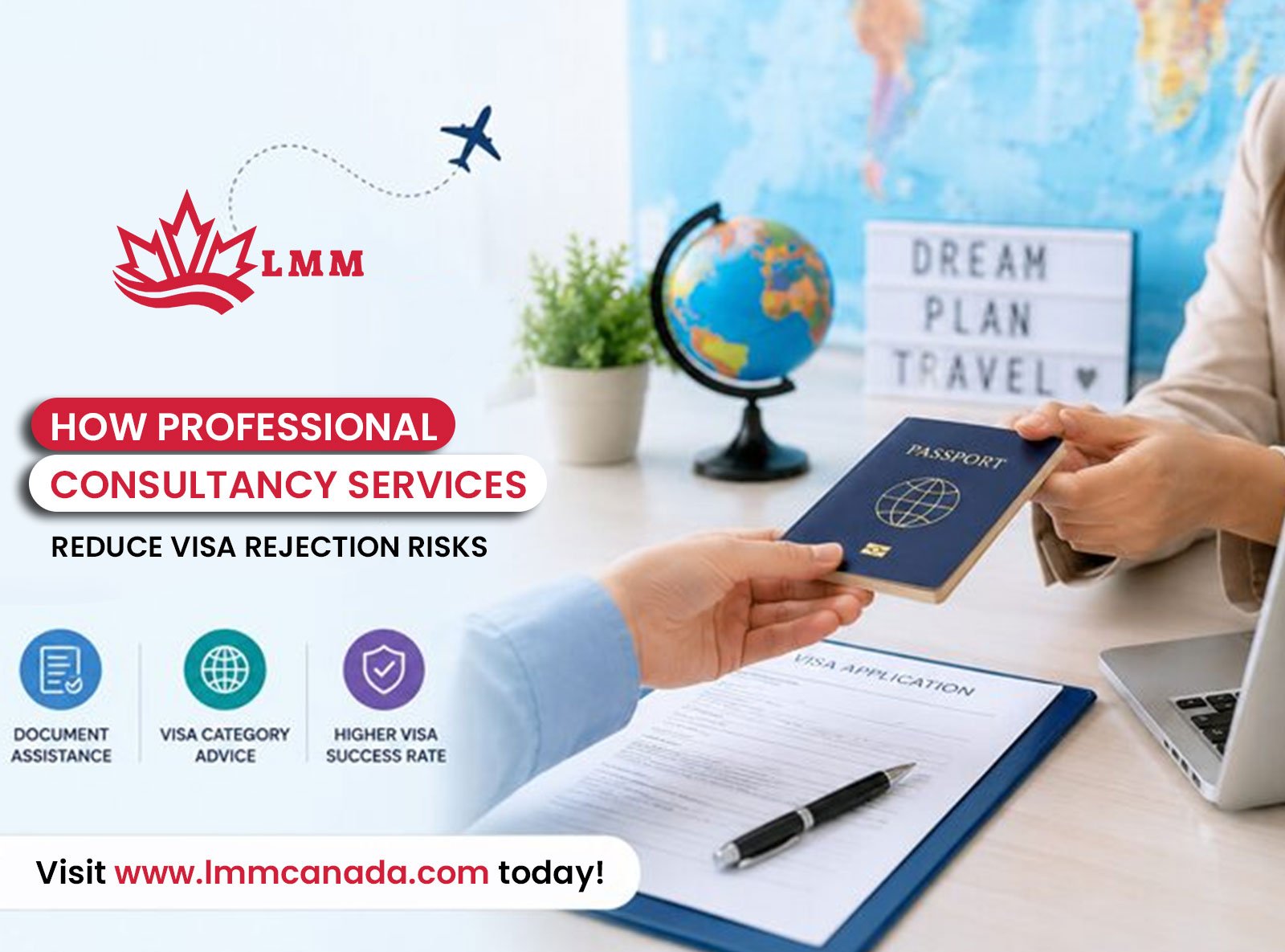 Professional Consultancy Services helping applicants with Canada and Australia visa documentation and guidance at LMM.